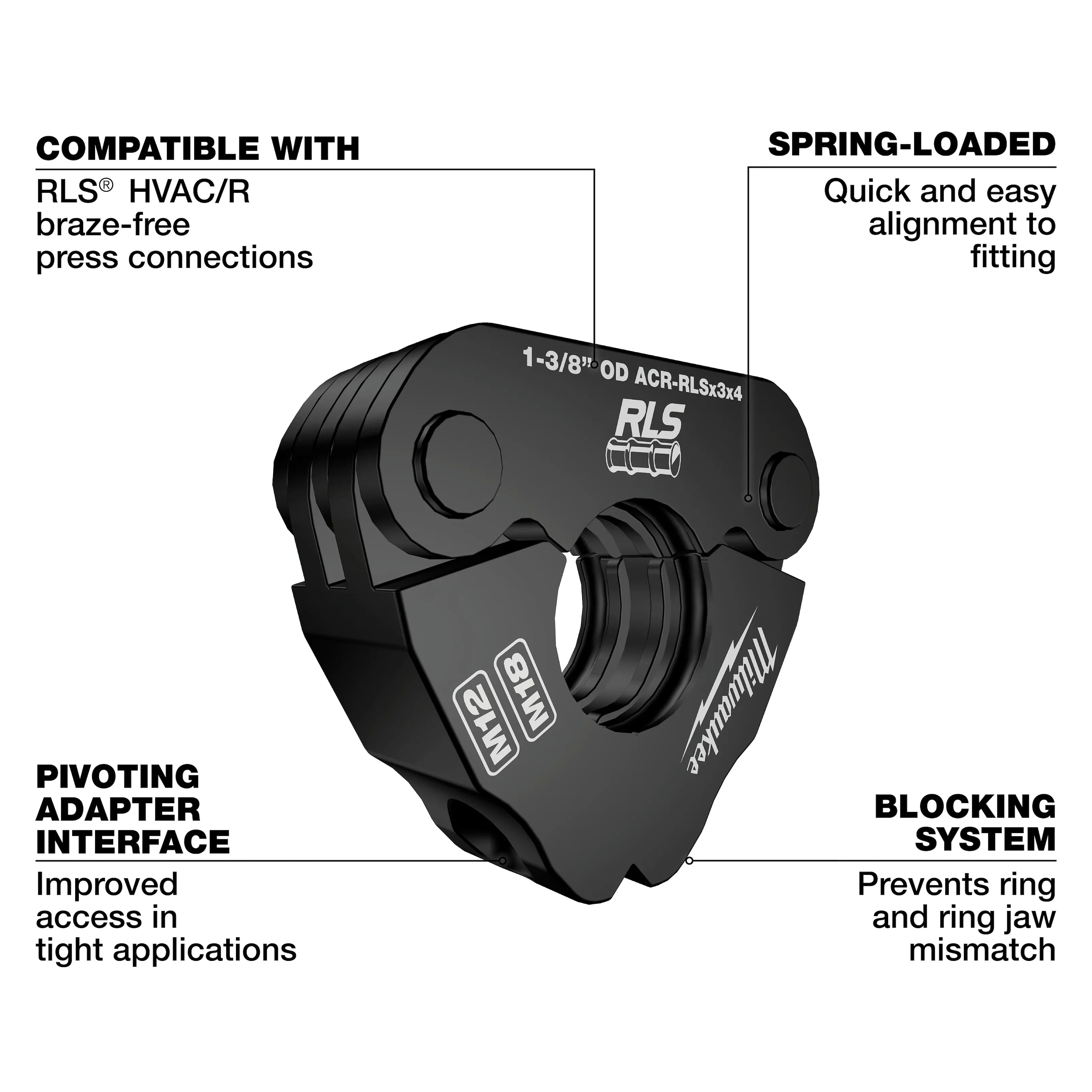 1/4" - 7/8" RLS® Pivoting Press Ring Kit for M18™ FORCE LOGIC™ Press Tool