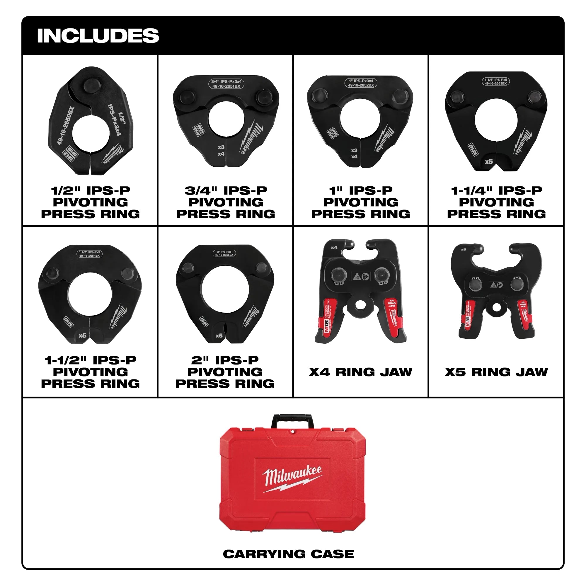 1/2" - 2" IPS-P Pivoting Press Ring Kit for M18™ FORCE LOGIC™ Press Tools