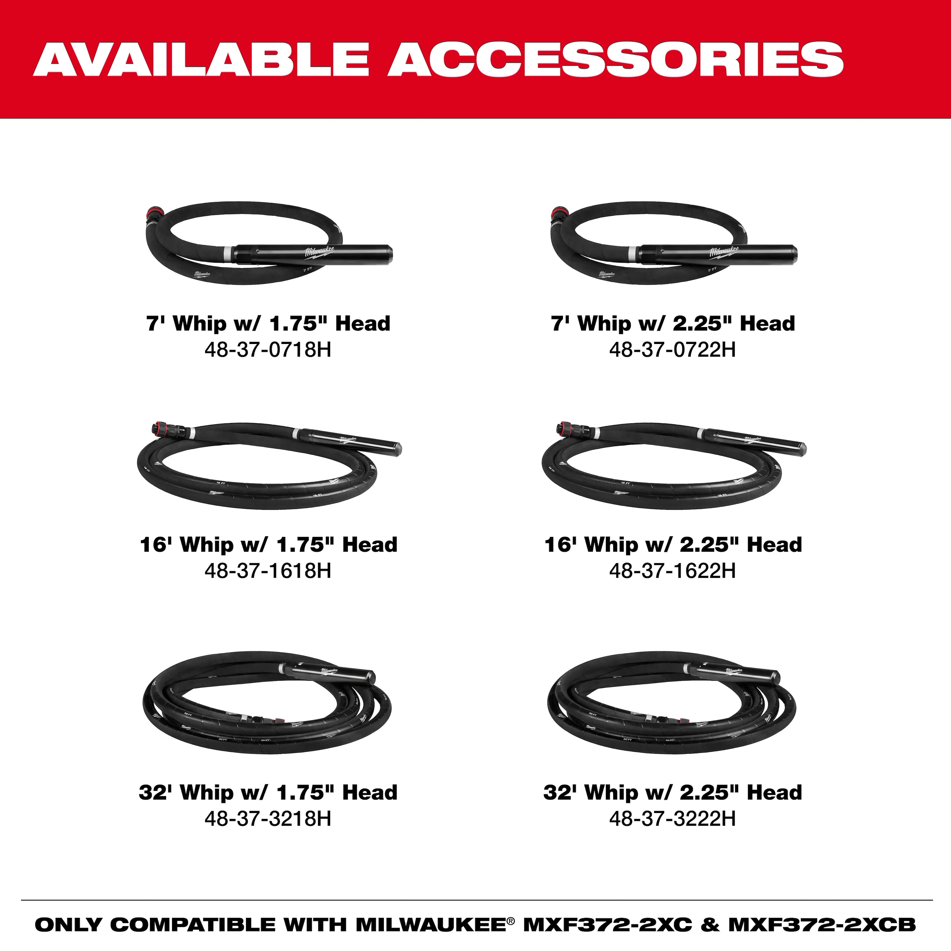 MX FUEL™ High Cycle Concrete Vibrator 7' Whip w/ 1.75" Head
