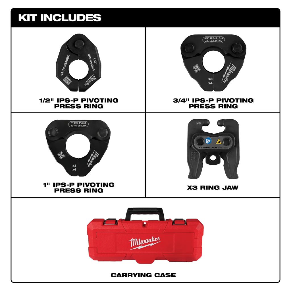 1/2" - 1" IPS-P Pivoting Press Ring Kit for M12™ FORCE LOGIC™ Press Tool