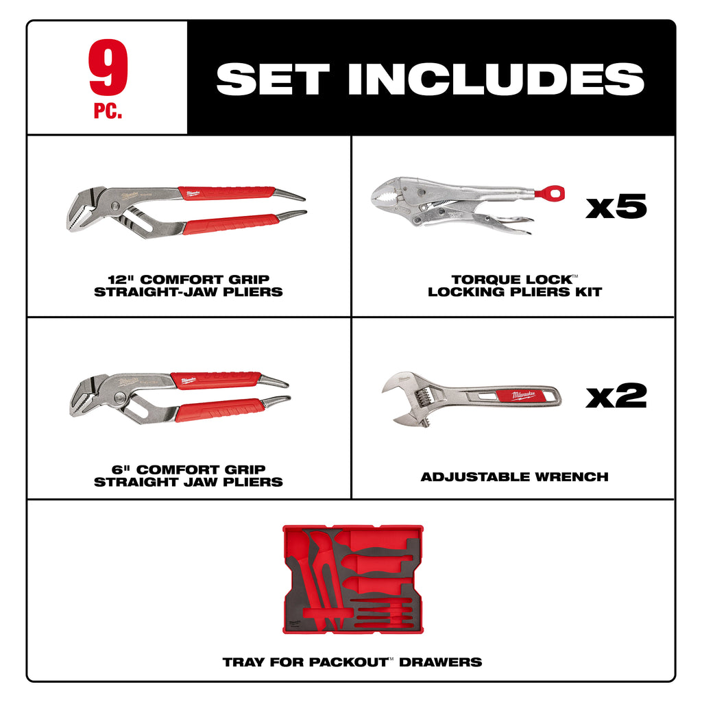 9pc. Pliers & Wrench Set with Tray for PACKOUT™ Drawers