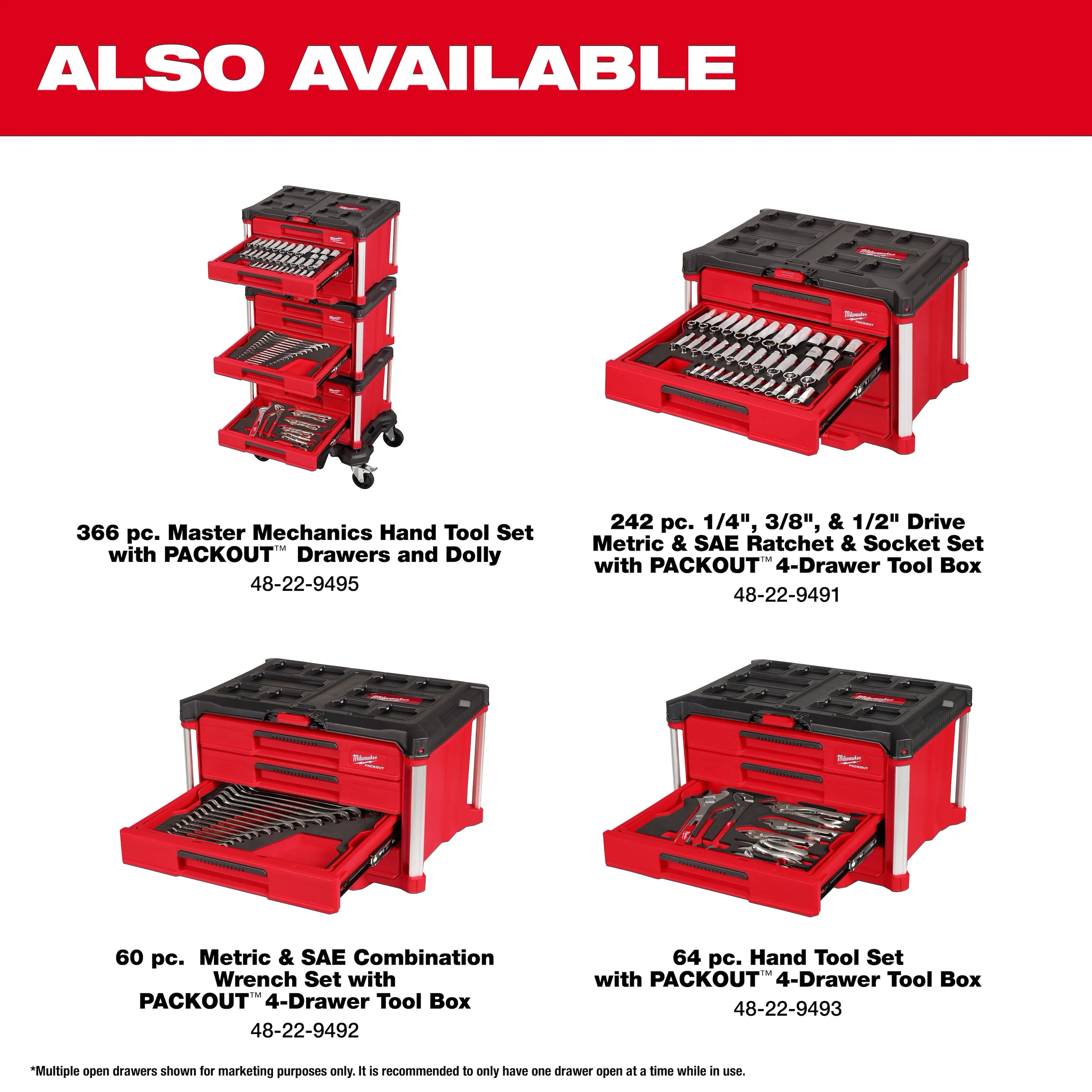 60pc. Metric & SAE Combination Wrench Set with PACKOUT™ 4 Drawer Tool Box