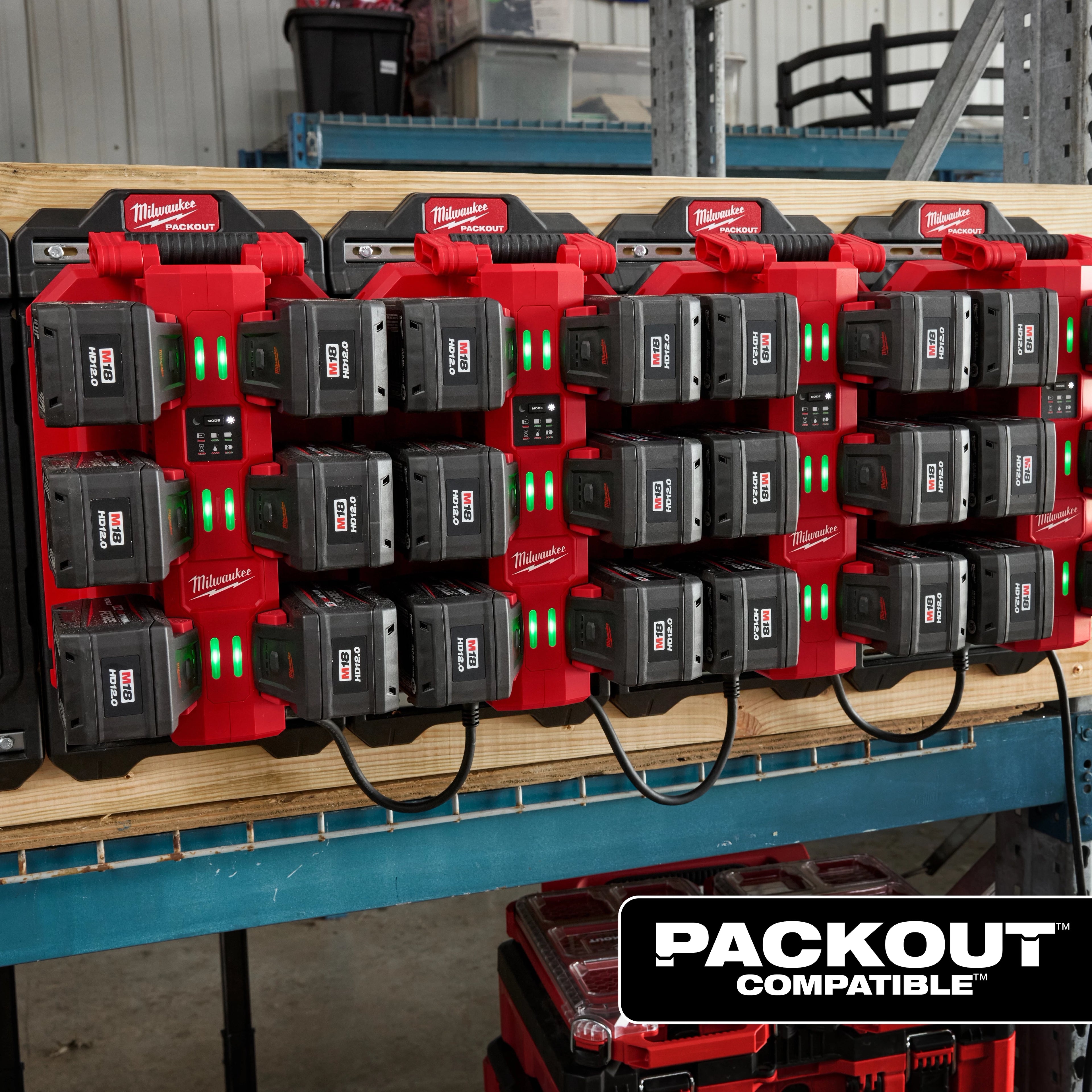 M18™ Six Bay Daisy Chain Rapid Charger w/ PACKOUT™ Compatibility