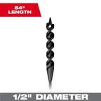 1/2” x 54" Flexible Cable Auger Bit