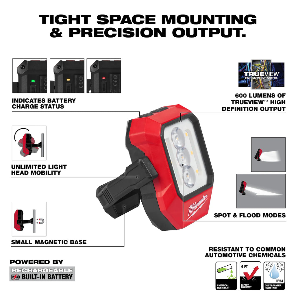 Milwaukee® Rechargeable Pivoting Task Light w/ Spot Mode