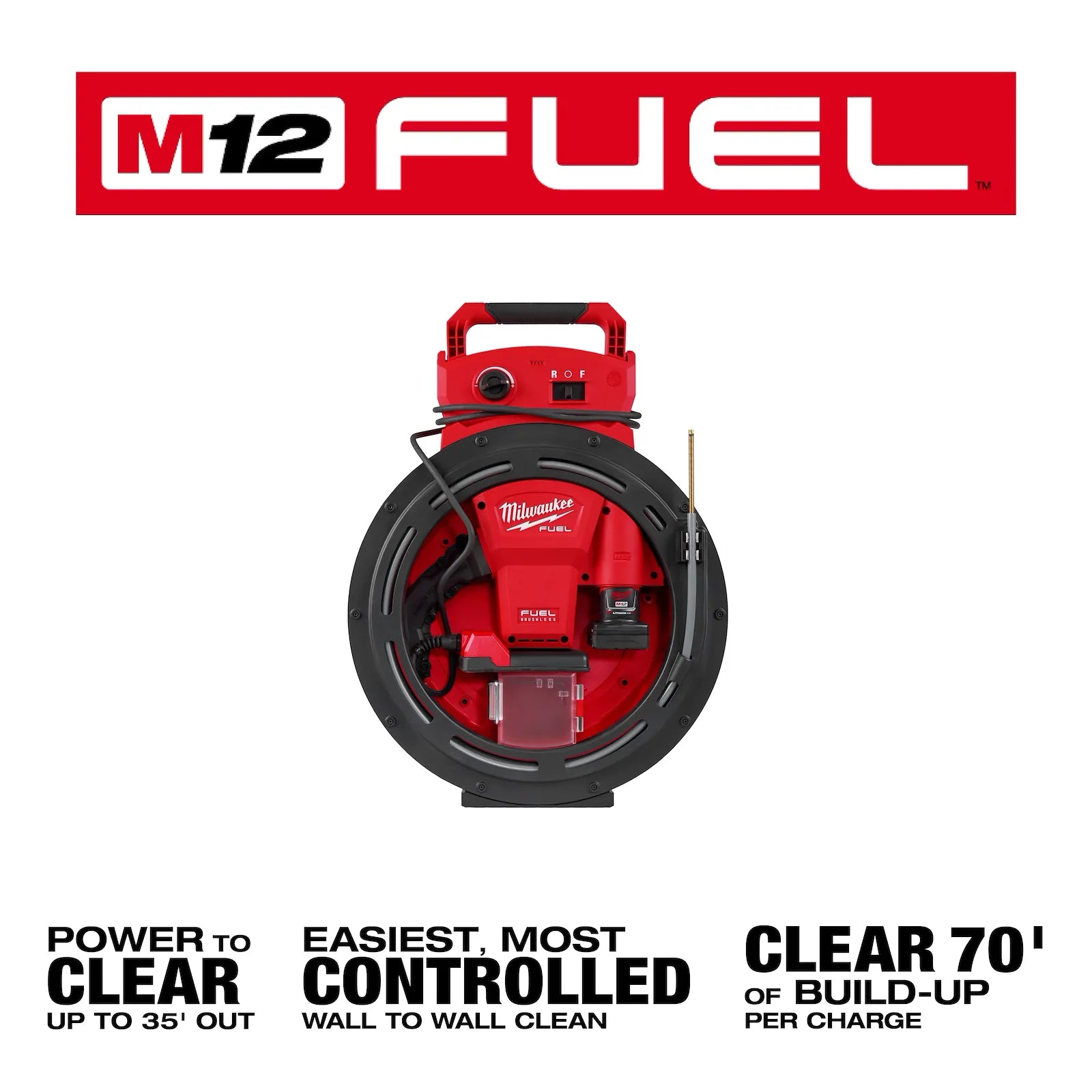 M12 FUEL™ High Speed Chain Snake for 1-1/4”-2” Pipes