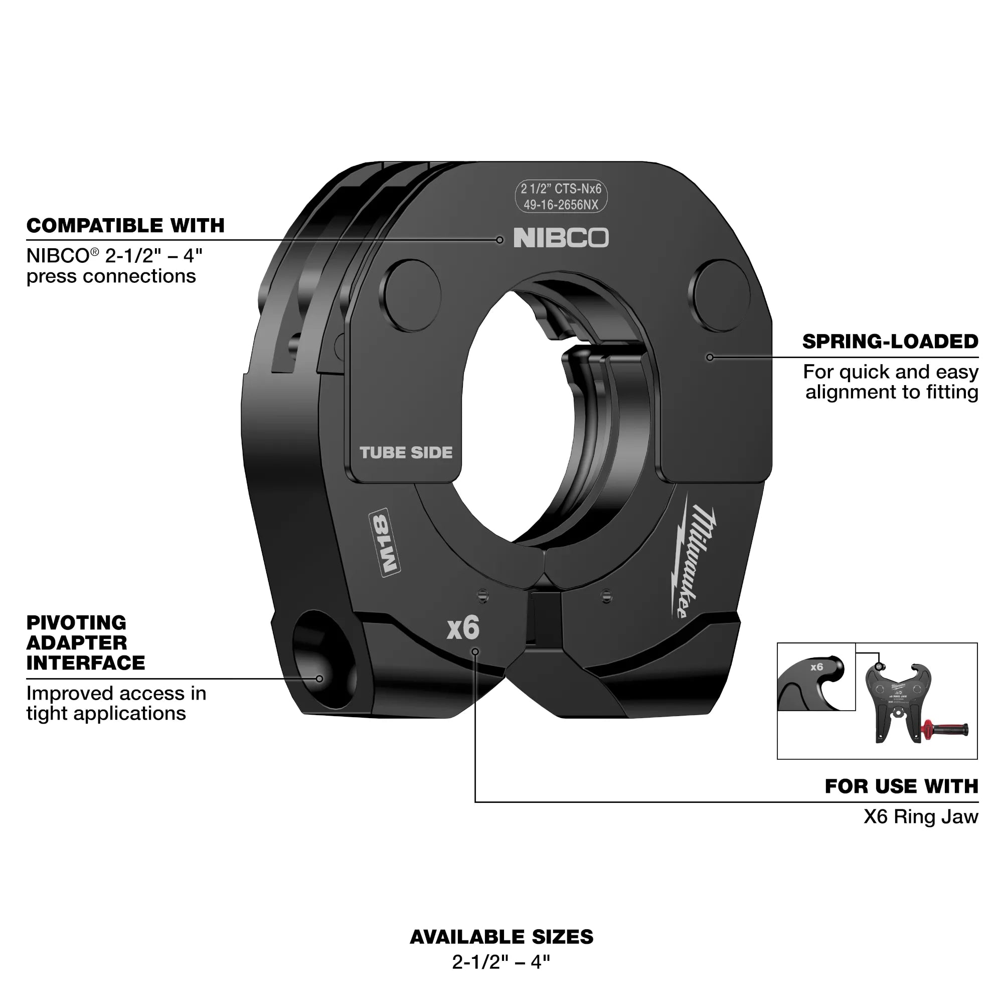 2-1/2" - 4" NIBCO® Press Ring Kit for M18™ FORCE LOGIC™ Long Throw Press Tool