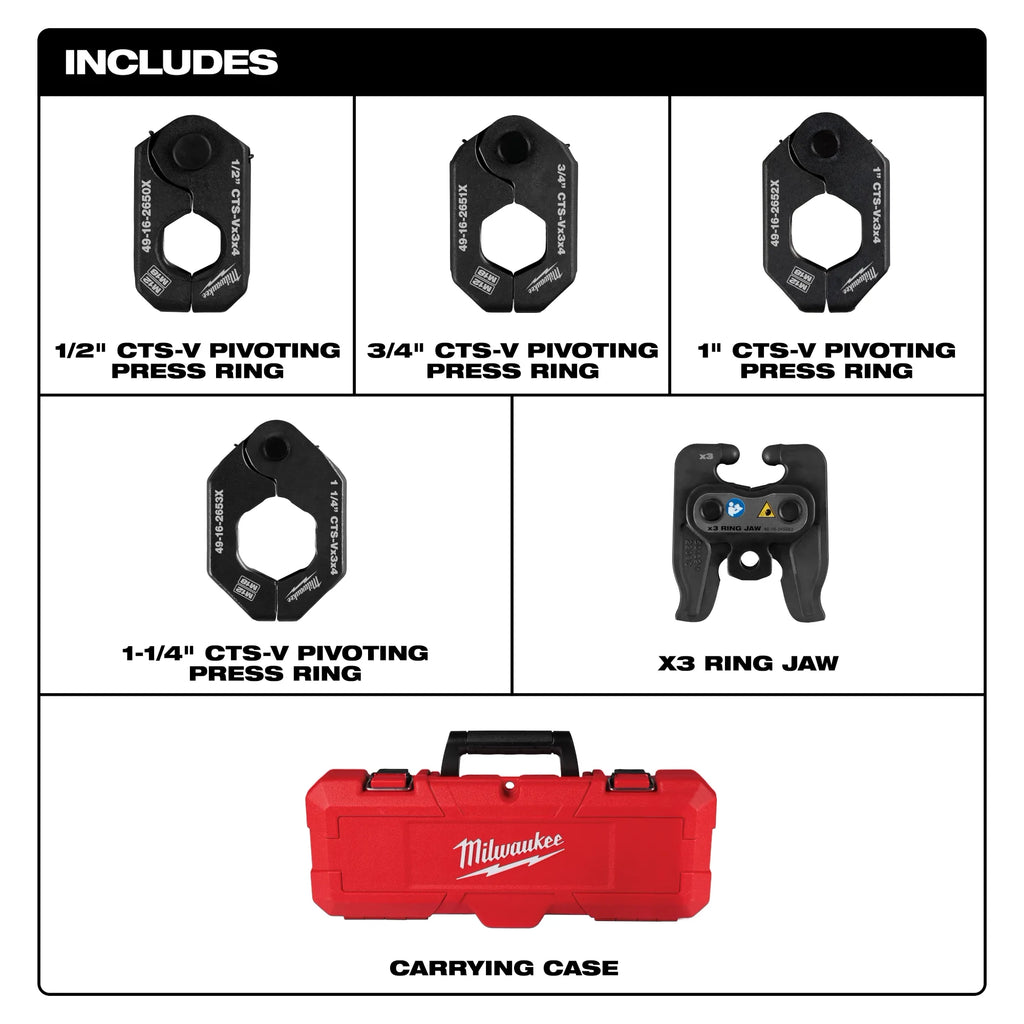 1/2" - 1-1/4" CTS-V Pivoting Press Ring Kit for M12™ FORCE LOGIC™ Press Tool