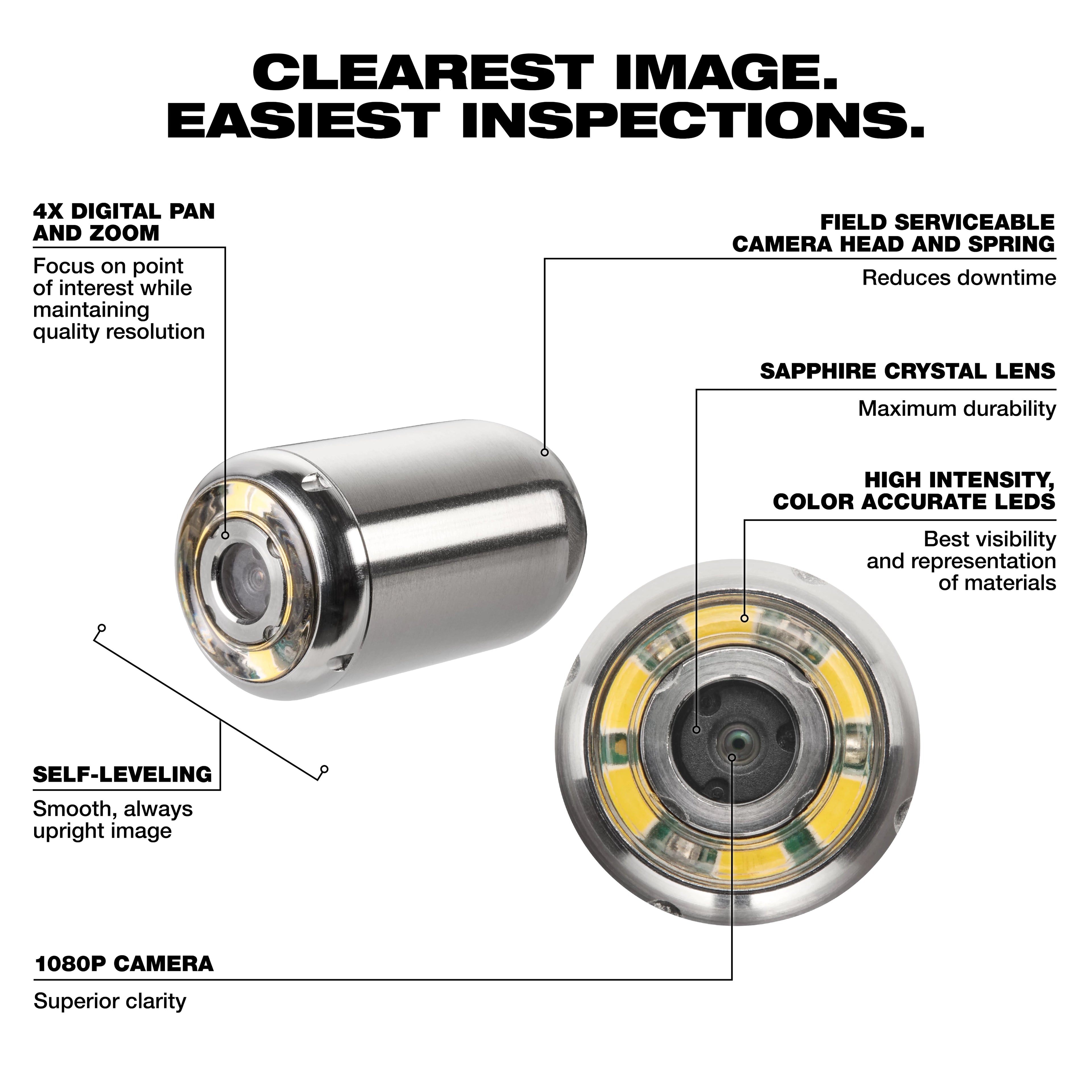 20mm Replacement Camera Head Kit for M12™ 85’ High Flex Compact Inspection Camera