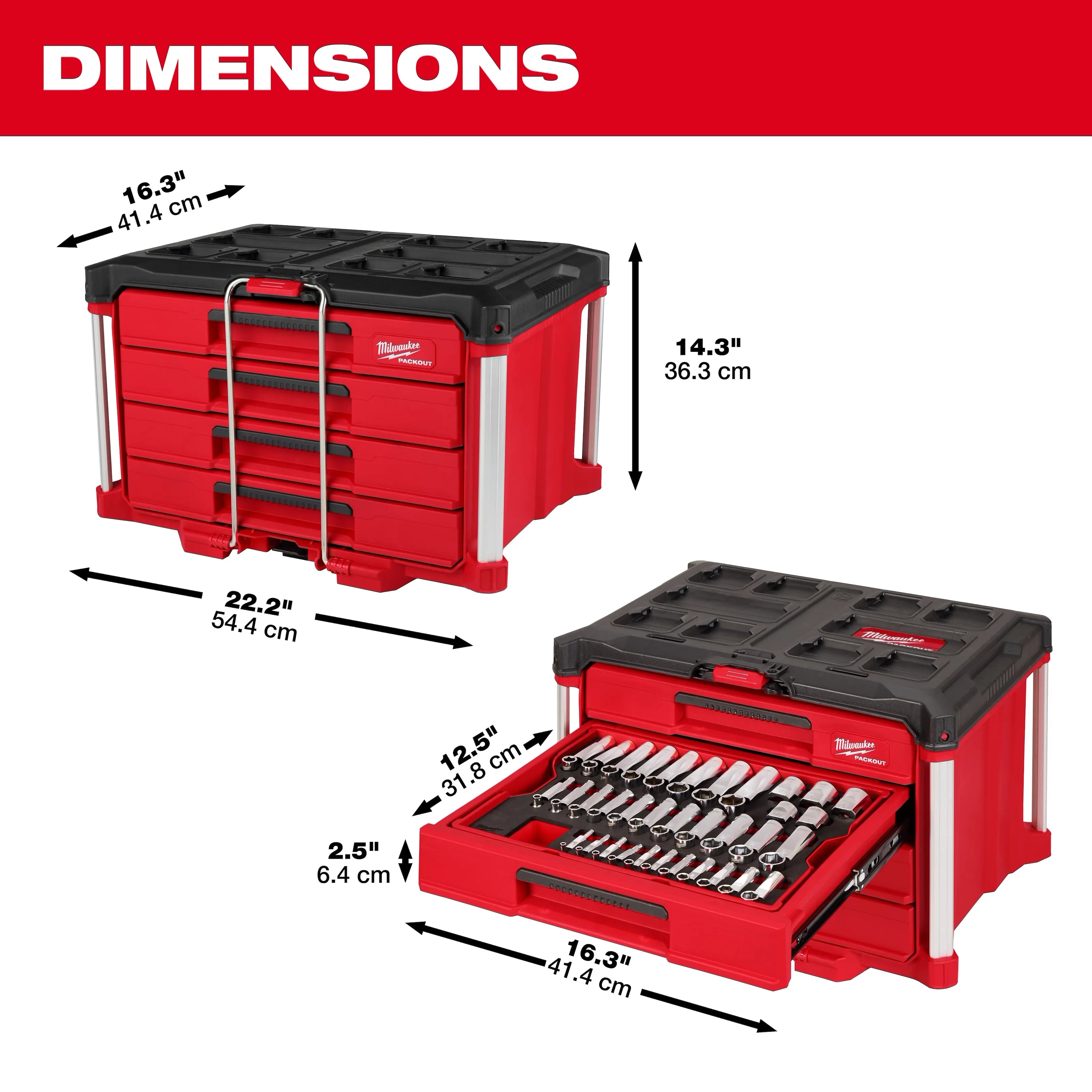 60pc. Metric & SAE Combination Wrench Set with PACKOUT™ 4 Drawer Tool Box