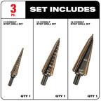 Cobalt Step Bit Kit (3PC)