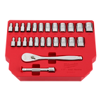 25pc 1/4" Drive Metric & SAE Ratchet and Socket Set with FOUR FLAT™ SIDES