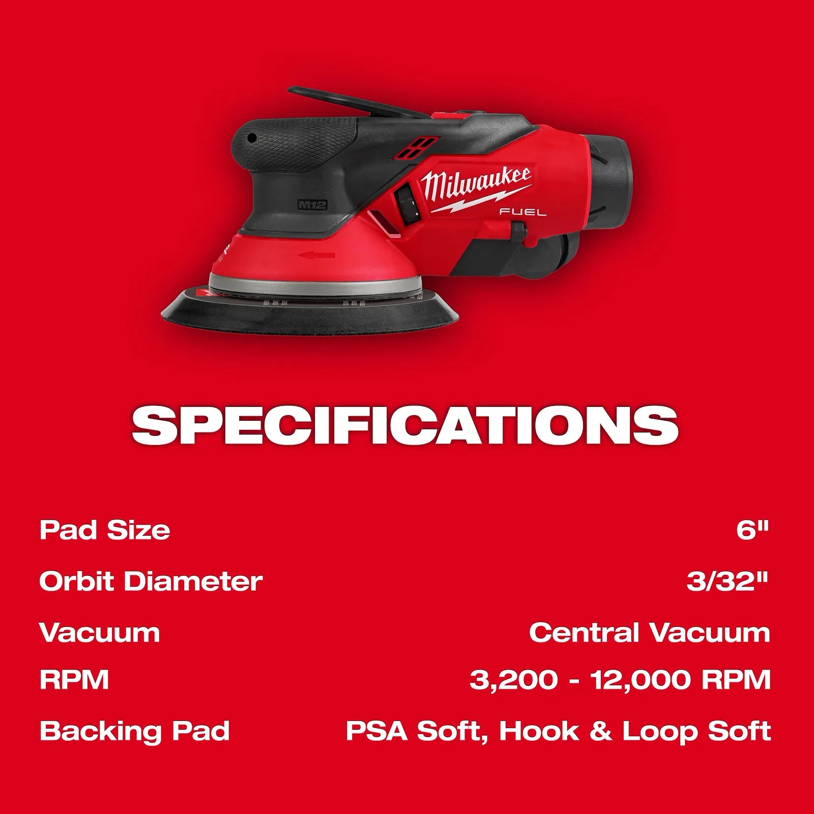 M12™ FUEL™ 6" Random Orbital Sander (3/32")