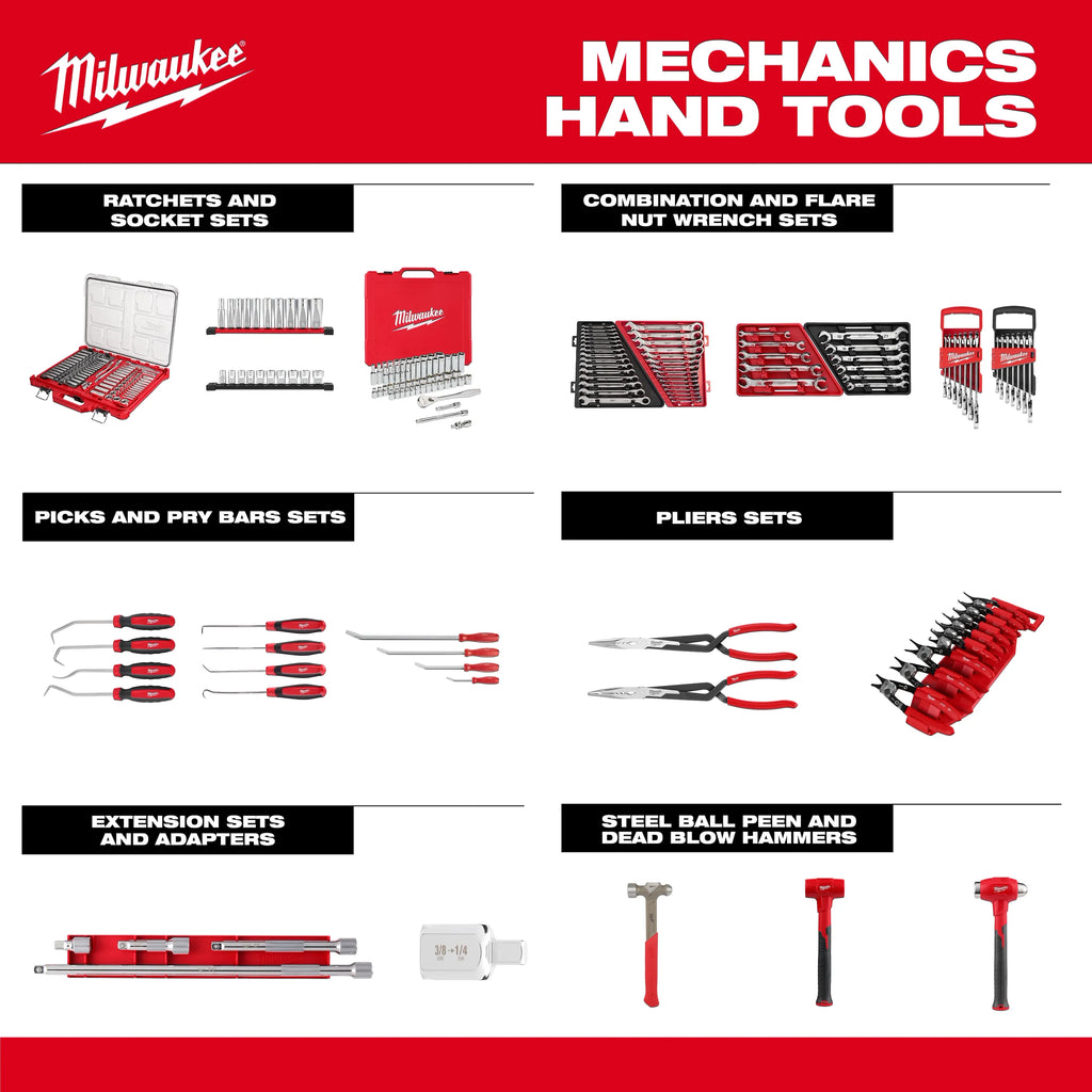 242pc. 1/4”, 3/8”, & 1/2” Drive Metric & SAE Ratchet & Socket Set with PACKOUT™ 4-Drawer Tool Box