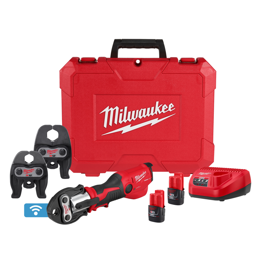 M12™ FORCE LOGIC™ Press Tool Kit w/ ONE‑KEY™ with 1/2" – 1" CTS‑V Jaws