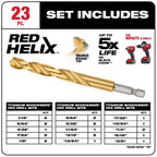 23PC SHOCKWAVE™ Impact Duty RED HELIX™ Titanium Drill Bit Set